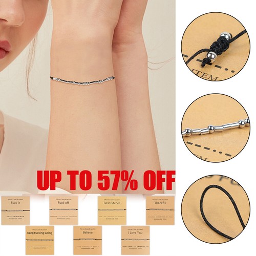 Morse code bracelet beaded - morse,