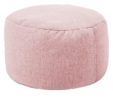 Round Linen Bean Bag Ottoman