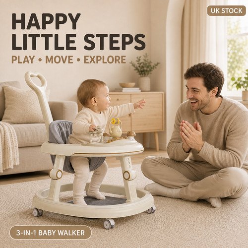 Foldable baby walker - 3-in-1,