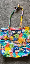 ? Vintage Retro Fabric Tote Bag – Colourful Cartoon Print with Cars & Bears