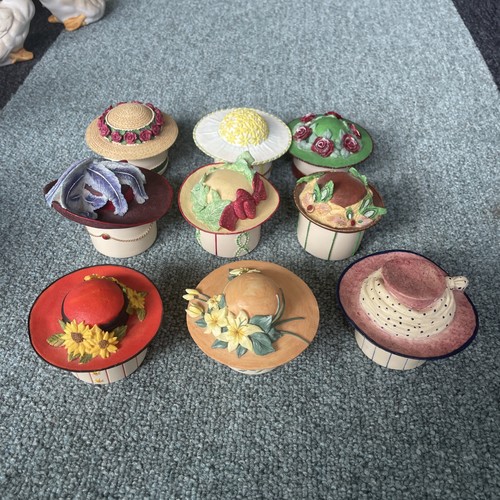 Ceramic hat trinket - hat, boxes