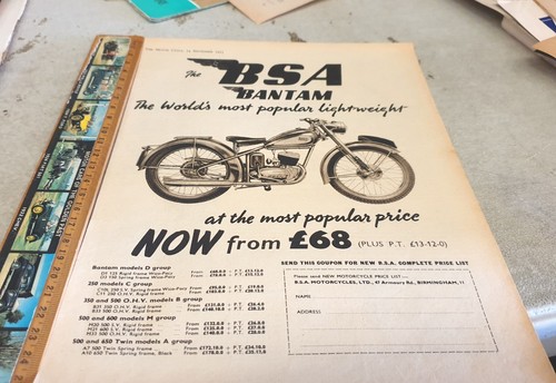 1953 bsa bantam motorcycle - bsa,