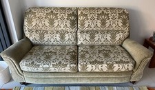 3 seater sofa green loose cushions velour excellent condition