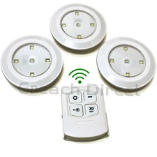 Remote Control LED Push Lights Self Stick Eco Dimmable Timer Battery Camper Van