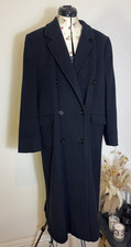 Aquascutum Vintage Double Breasted Overcoat  Wool Cashmere Navy Medium 12-14