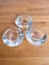 3 x Diamond Cut Crystal Glass Tea Light Candle Holders Home Decor Xmas Gift Idea