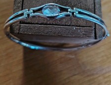 Kit Heath Bangle Bracelet  Sterling Silver 925 Clear Stone 6.8cm Secure Lock