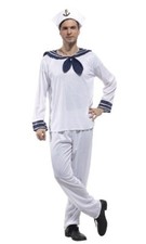 Mens Navy Officer Costume Captain Sailor Suite Uniform Marine Adult Fancy Dress