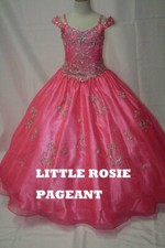 NEW* Little Rosie Girls Glitz Long Pageant Dress LR2029 Flamingo 12 $600