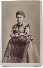 CDV PRETTY LADY BRAIDED CROWN HAIR TASSEL FRILL DRESS EASTHAM SOUTH MANCHESTER 