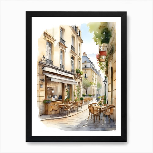 Paris street cafe art print - street,