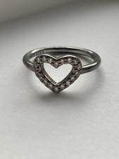 Vintage Pandora Open Heart Ring With Clear CZ Size 52 S925 ALE