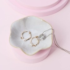 Nideen Ceramic Trinket Dish Ring Dish, 11× 3 cm/4.4× 1.2 inches, White 