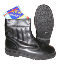 FROST BITE BLACK LEATHER MENS FUR ANKLE BOOTS SIZE 9 THERMAL LINING ROBUST SOLES