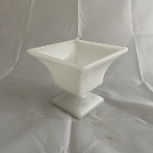 Milk glass square pedestal - milk,