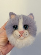 Needle felt cat brooch - needle,