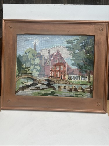 Vintage framed needlepoint - vintage,
