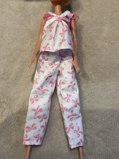 LACE EDGED PYJAMAS - FITS  BARBIE SIZE DOLL  FREE P&P #4166