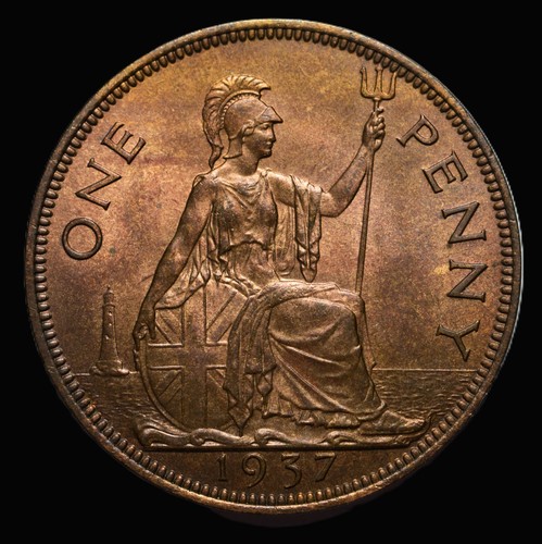 1937 george one penny - george, bare