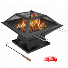 SQUARE FIRE PIT BBQ GRILL