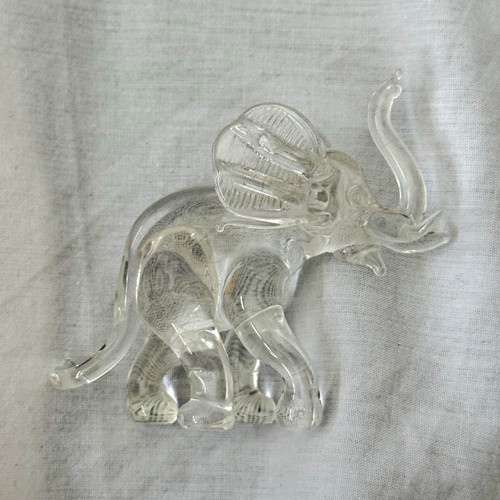 Clear art glass - art, elephant