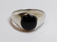 Size V & 1/2 Sterling Silver 925 ring black stone mens ladies vintage signet