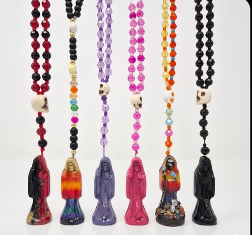 Santa muerte rosary necklace - necklace,