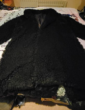 Zara Black Long Teddy Coat Large