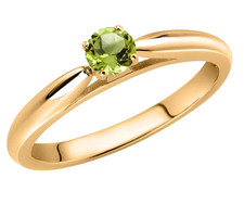 0.20 Ct Green Peridot Solitaire Engagement Ring In 925 Silver Yellow Gold Plated