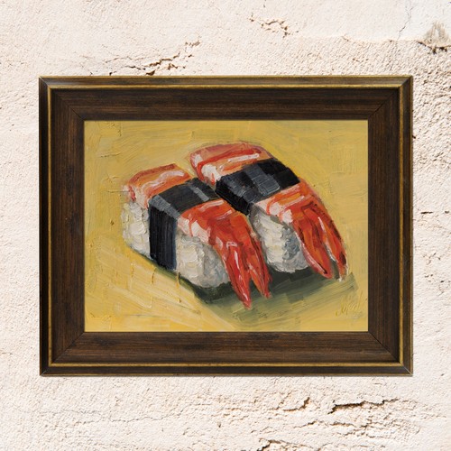 Sushi prawn oil painting - sushi,
