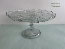 VINTAGE LARGE GLASS FOOTED AFTERNOON TEA CAKE SANDWICH DISPLAY SERVING PLATE