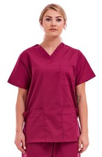 Scrub Medical Uniform Top Women Men Tunic Nurse Hospital PLEASE CHECK SIZE CHART