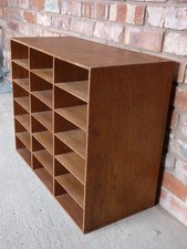 Vintage Wooden Post Office Mail Room, 18 Pigeonholes Display Pigeon Hole  Unit