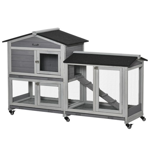 Pawhut rabbit hutch - pawhut, hutch,