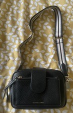 Oliver Bonas Black Faux Textured Leather Front Pocket Across Body Bag BNWT
