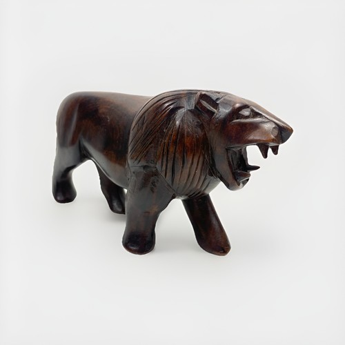 Vintage wooden lion ornament - wooden,