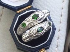 925 Solid Sterling Silver Russian Diopside Dragon Ring. Size Q.