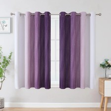 VEHEDE Blackout Noise Reducing Eyelet Curtains for Bedroom, Ombre Energy Saving