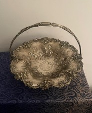 Unusual beautifully decorated large old Vintage Plated German Silver Fruit Bowl