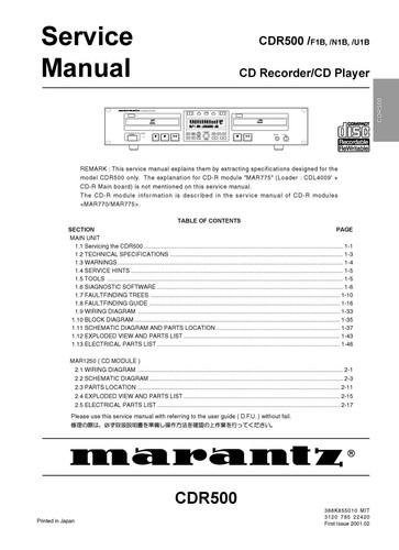 Service manual for marantz cdr - marantz,