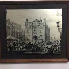 Vintage steel framed etched market horse cart northgate street Chester 1850 C/A