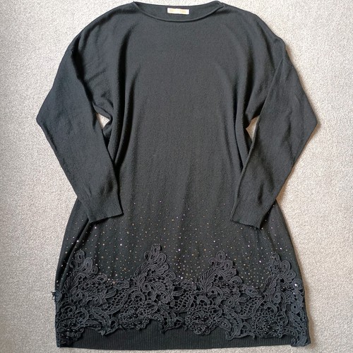 Black embellished tunic jumper - black,