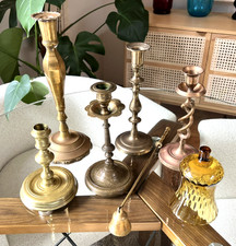 Brass Candlesticks Set 5 Tall