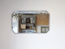 Vintage Art Deco Bevelled Edge Hanging Mirror Bevel Edges Rectangle On Chain