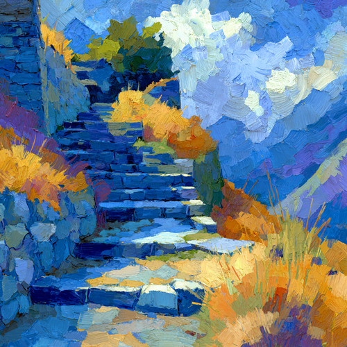 Inca trail peru 24x24 giclée - inca,