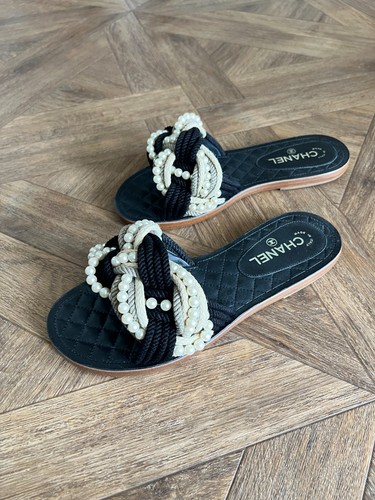 Chanel twisted pearl slides - chanel,