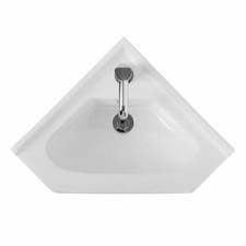 White Corner Cloakroom Vanity Unit & Basin with Soft Closing Doors