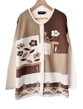 VINTAGE 90s Patchwork Cardigan - One Size - Brown Floral Granny Retro Paramour