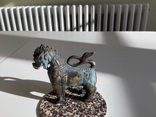 Thai Antique Lion Singa Bronze Statue. Temple Protector