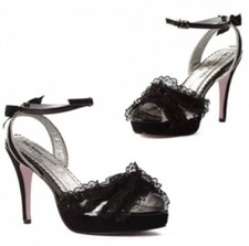 Adult Women's Black Garter Heels Fancy Dress Shoes